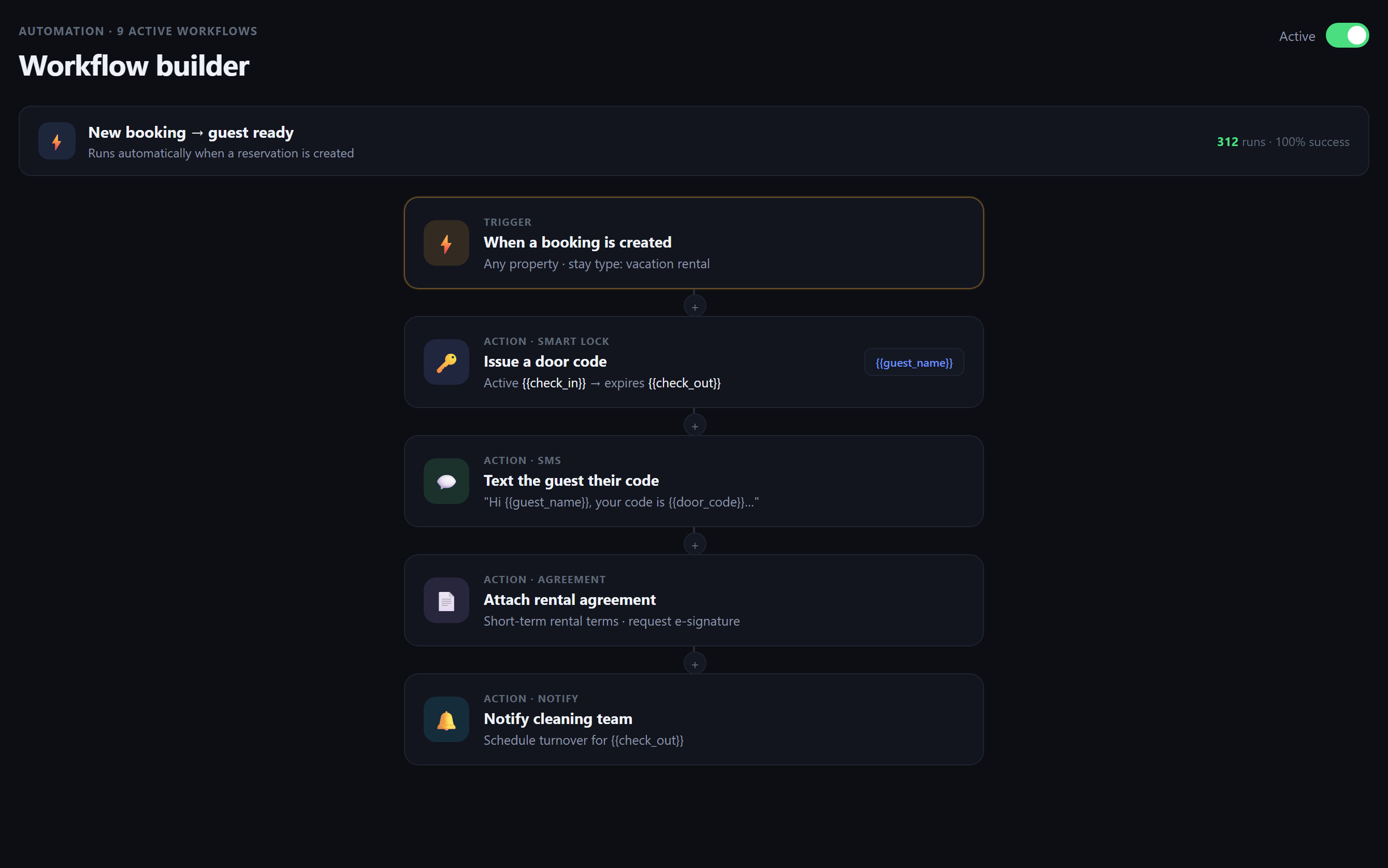 URManager workflow builder — trigger to action automation